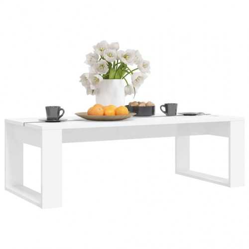 Sofabord 110x50x35 cm spånplade hvid højglans