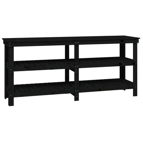 Arbejdsbord 181x50x80 cm massivt fyrretræ sort