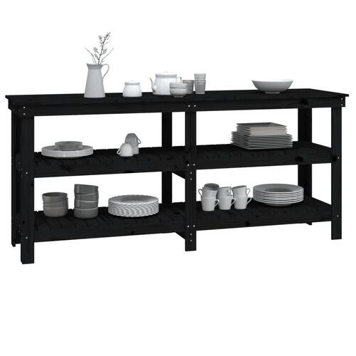 Arbejdsbord 181x50x80 cm massivt fyrretræ sort