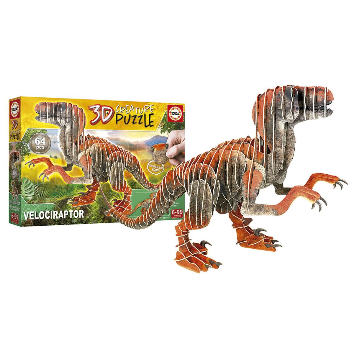 3D Puslespil Educa Velociraptor 58 Dele til Børn