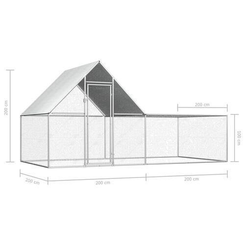 Hønsegård 4x2x2 m galvaniseret stål