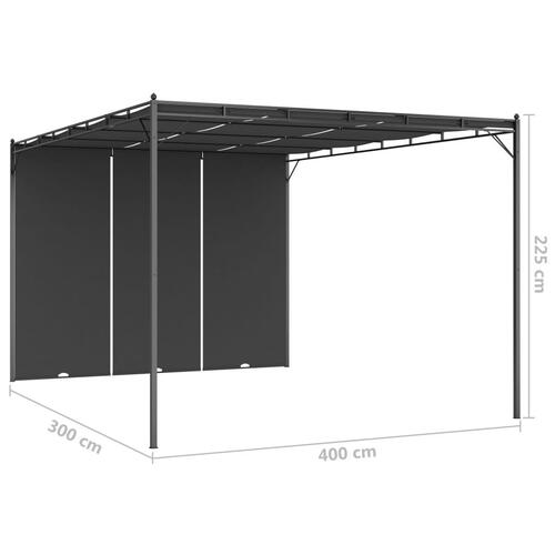 Havepavillon med gardin 4x3x2,25 m antracitgrå