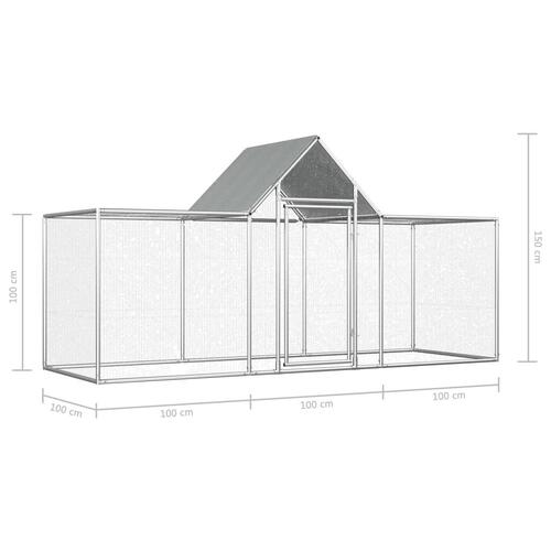 Hønsegård 3x1x1,5 m galvaniseret stål