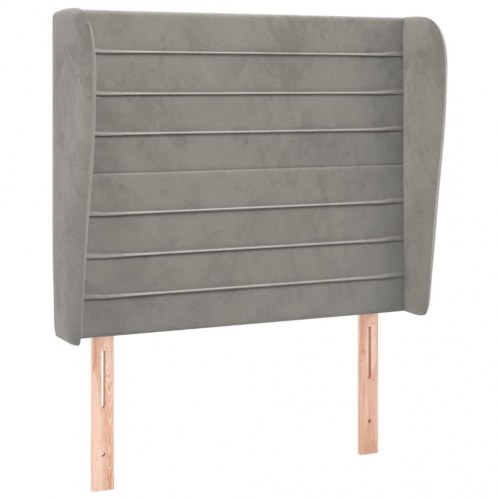 Sengegavl med kanter i fløjl 93 x 23 x 118/128 cm - lysegrå