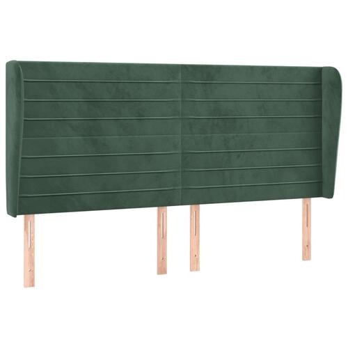 Sengegavl med kanter 183x23x118/128 cm fløjl mørkegrøn