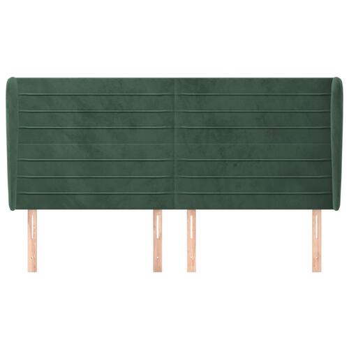 Sengegavl med kanter 183x23x118/128 cm fløjl mørkegrøn