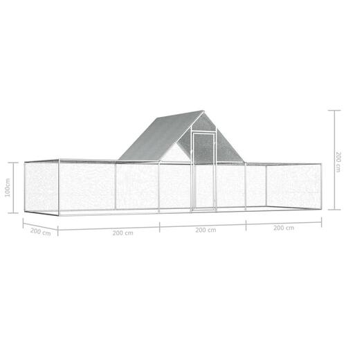 Hønsegård 6x2x2 m galvaniseret stål
