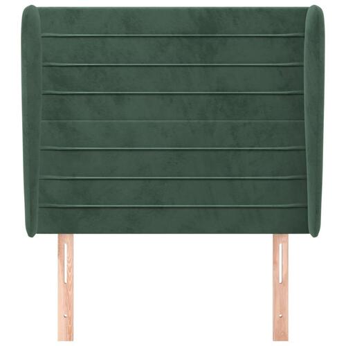 Sengegavl med kanter 93x23x118/128 cm fløjl mørkegrøn