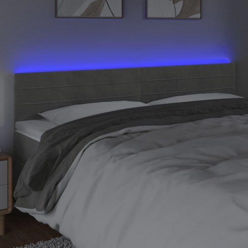 Sengegavl med LED-lys 180 x 5 x 78/88 cm - lysegrå