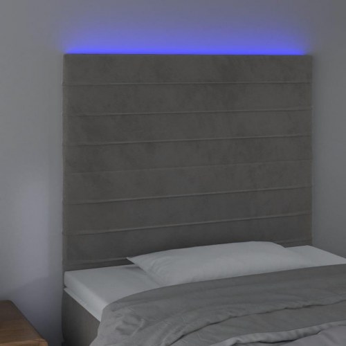 Sengegavl med LED-lys 90 x 5 x 118/128 cm - lysegrå
