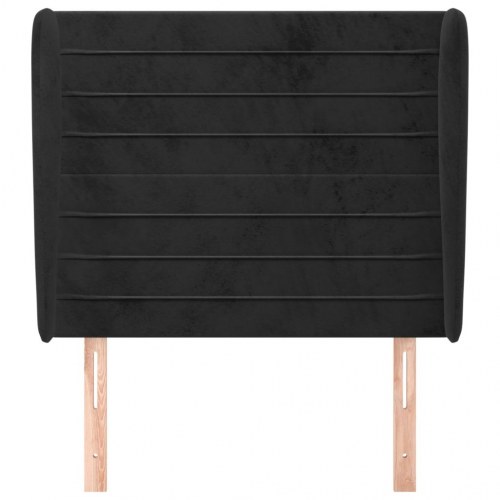 Sengegavl med kanter 93 x 23 x 118/128 cm fløjl - sort