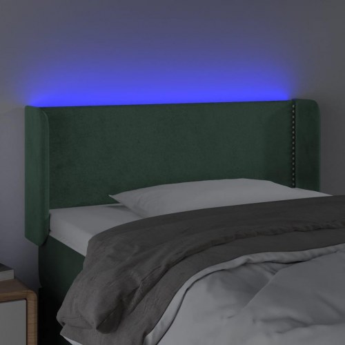 Sengegavl med LED-lys i fløjl 103 x 16 x 78/88 cm - mørkegrøn
