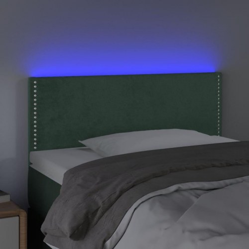 Sengegavl med LED-lys i fløjl 100 x 5 x 78/88 cm - mørkegrøn