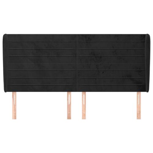 Sengegavl med kanter 183x23x118/128 cm fløjl sort