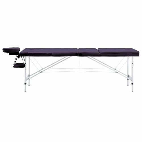 Foldbart massagebord 3 zoner aluminium lilla