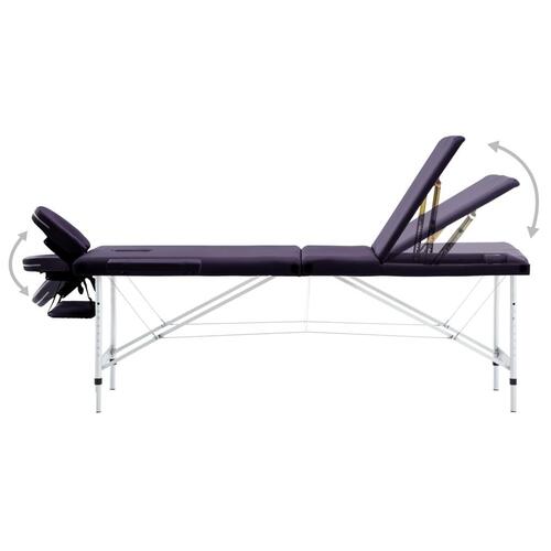 Foldbart massagebord 3 zoner aluminium lilla
