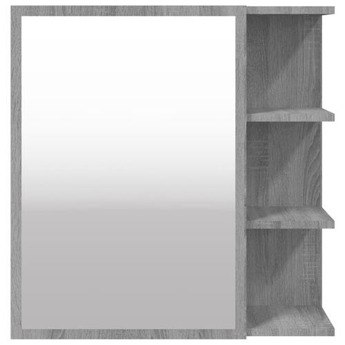 Skab med spejl 62,5x20,5x64 cm konstrueret træ grå sonoma-eg