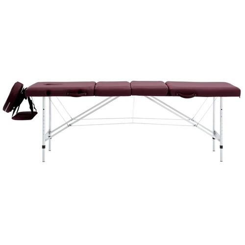 Sammenfoldeligt massagebord aluminiumsstel 4 zoner lilla