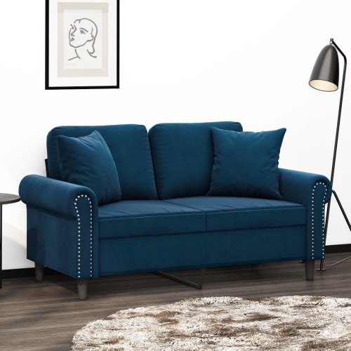Pyntepuder 2 stk. 40×40 cm i velour - blå