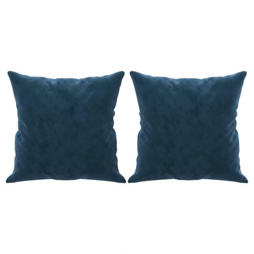 Pyntepuder 2 stk. 40×40 cm i velour - blå