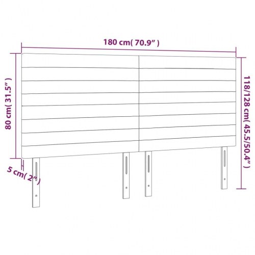 Sengegavl med LED-lys 180 x 5 x 118/128 cm - mørkegrå