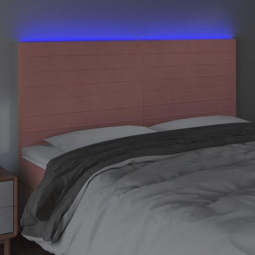 Sengegavl med LED-lys 180 x 5 x 118/128 cm - lyserød