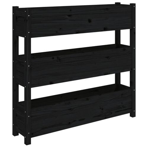 Plantekasse 112x25x104,5 cm massivt fyrretræ sort