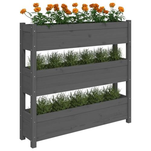 Plantekasse 112x25x104,5 cm massivt fyrretræ grå