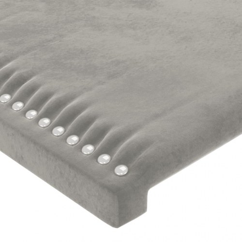 Sengegavl med LED-lys i fløjl 103 x 16 x 78/88 cm - lysegrå