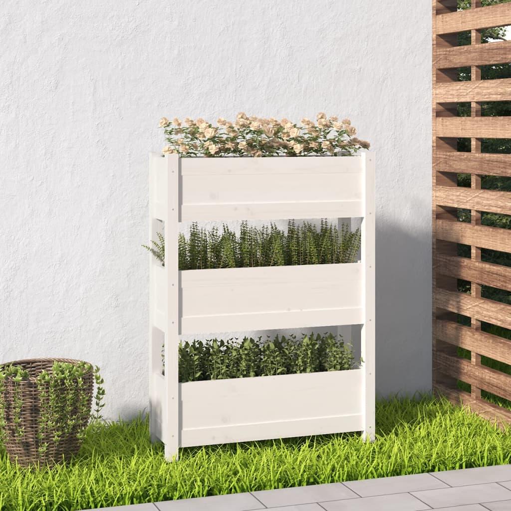 Plantekasse 77x25x104,5 cm massivt fyrretræ hvid