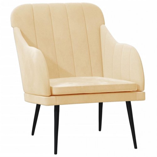 Lænestol 63x76x80 cm velour cremefarvet