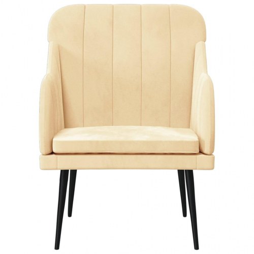 Lænestol 63x76x80 cm velour cremefarvet