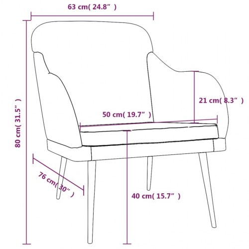 Lænestol 63x76x80 cm velour cremefarvet