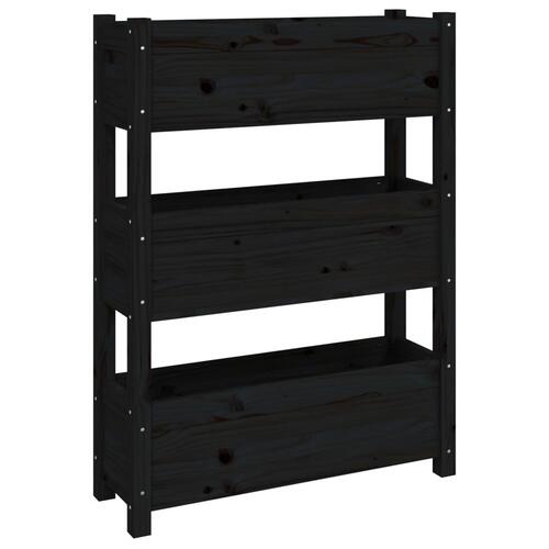 Plantekasse 77x25x104,5 cm massivt fyrretræ sort