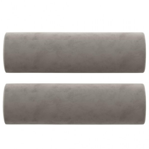 2-personers sofa i velour med puder og ryghynder - lysegrå, 140 cm sædebredde