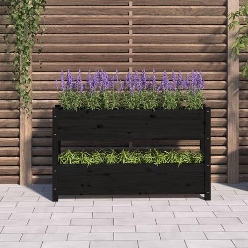 Plantekasse 112x25x66 cm massivt fyrretræ sort