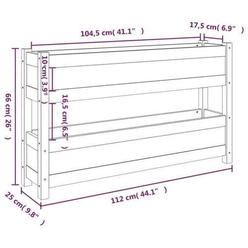 Plantekasse 112x25x66 cm massivt fyrretræ sort