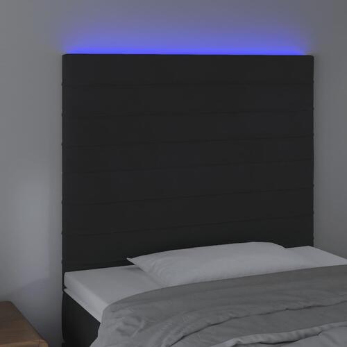 Sengegavl med LED-lys 90x5x118/128 cm fløjl sort