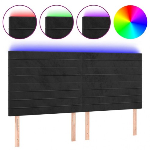 Sengegavl med LED-lys 180 x 5 x 118/128 cm - sort fløjl