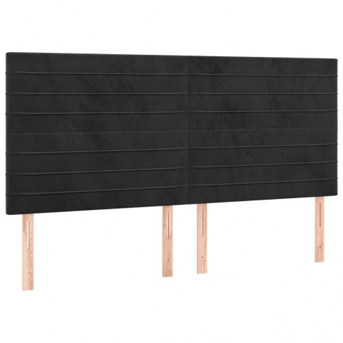 Sengegavl med LED-lys 180 x 5 x 118/128 cm - sort fløjl
