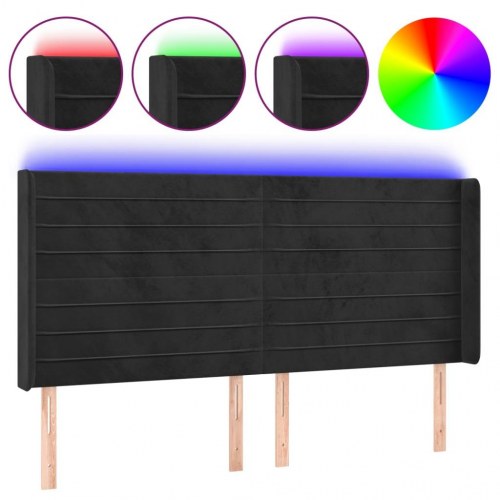 Sengegavl med LED-lys 183 x 16 x 118/128 cm - sort