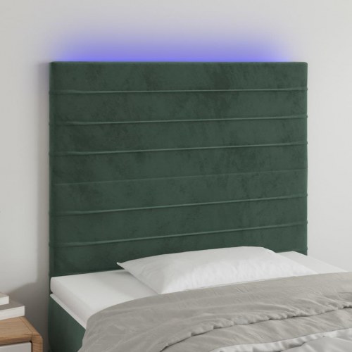 Sengegavl med LED-lys 90 x 5 x 118/128 cm - mørkegrøn