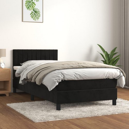 Kontinentalseng med madras 80×200 cm - fløjl, sort