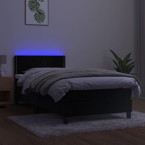 Kontinentalseng med madras og LED-lys 80x200 cm velour sort