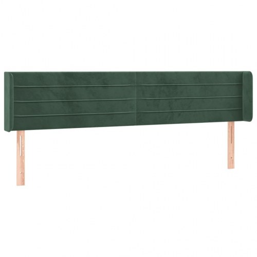 Sengegavl med LED-lys i fløjl 183 x 16 x 78/88 cm - mørkegrøn