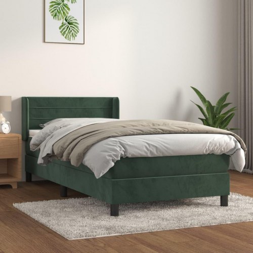 Kontinentalseng med madras 80×200 cm - fløjl, mørkegrøn