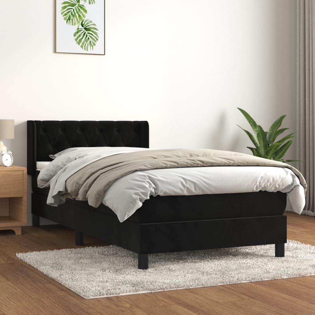 Kontinentalseng med madras 80x200 cm fløjl sort
