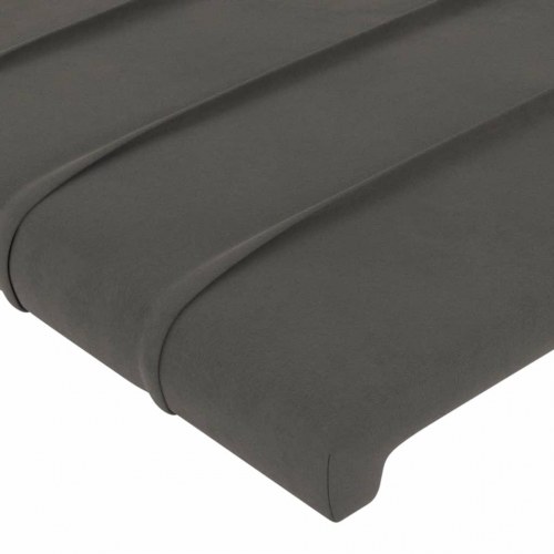 Sengegavl med LED-lys i fløjl 183 x 16 x 118/128 cm - mørkegrå