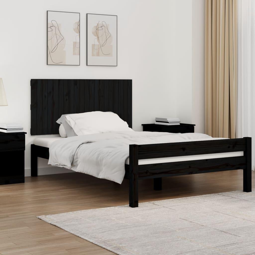 Sengegavl 127,5x3x60 cm massivt fyrretræ sort