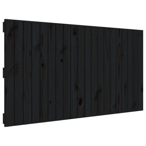 Sengegavl i massivt fyrretræ - sort, 127,5 x 3 x 60 cm